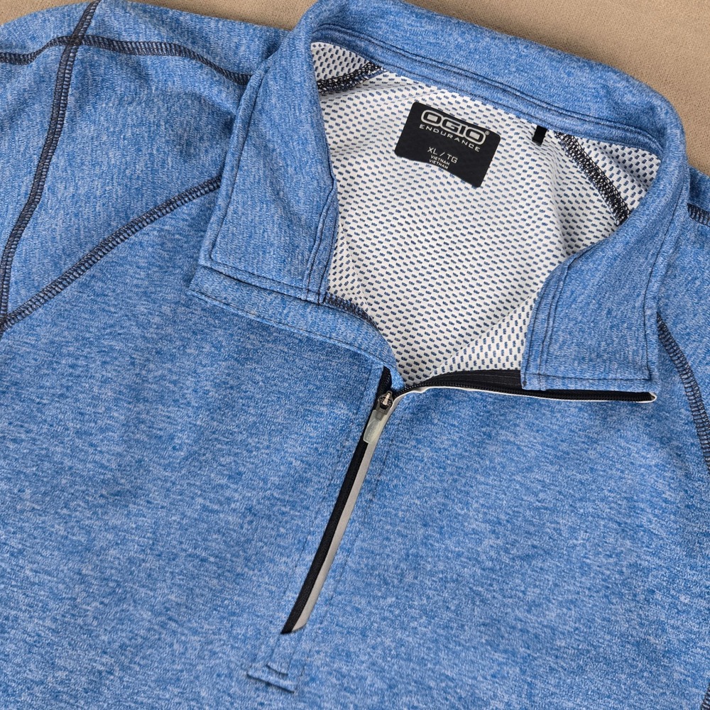 OGIO Endurance Matrix Mens XL Quarter Zip Pullover Heather Blue Long Sleeve